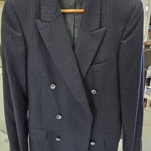 Christian Dior. Pinstripe Navy Double Breasted Sport Coat Blazer 38R
